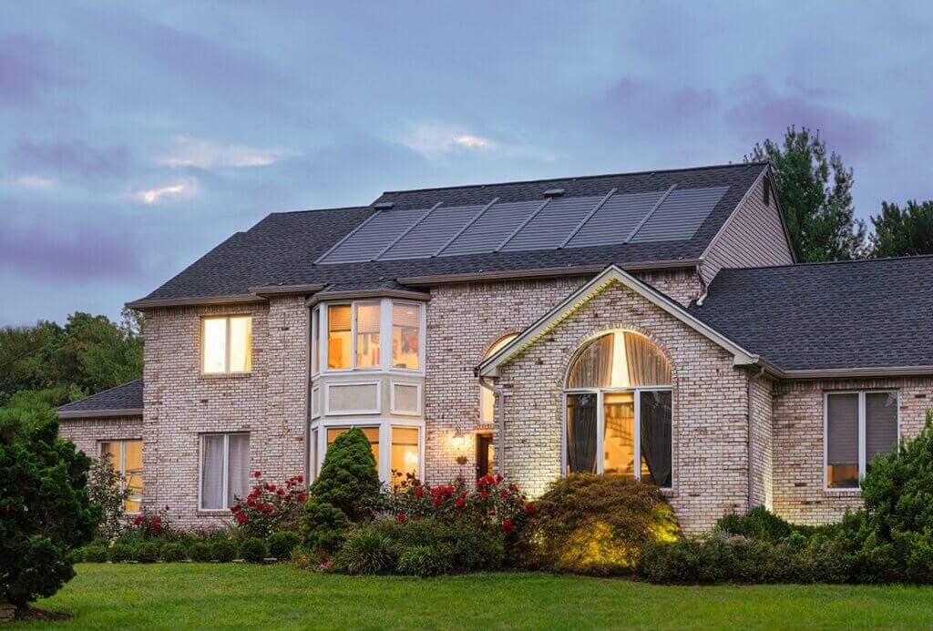 Solar shingles installed on a beautiful house
